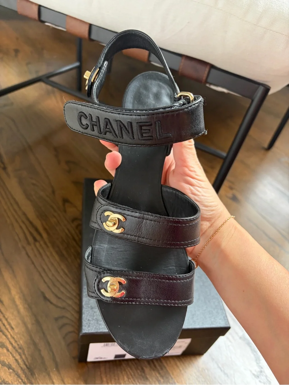 Chanel Interlocking CC Logo Slingback Sandals Size 40